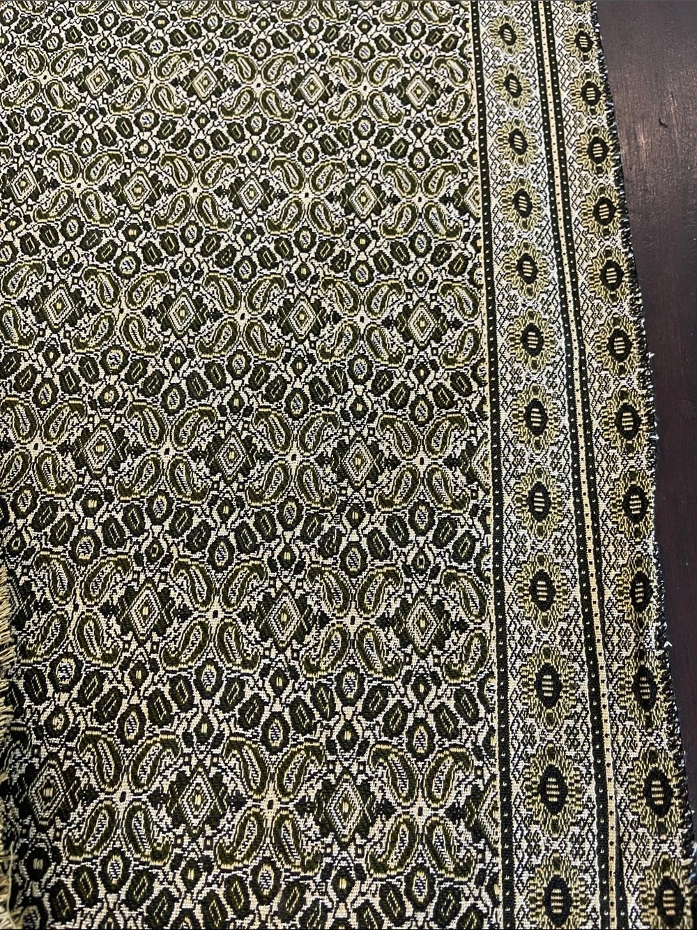 AboElela Egyptian Tapestry Runner/Shawl Green/Gold/Cream